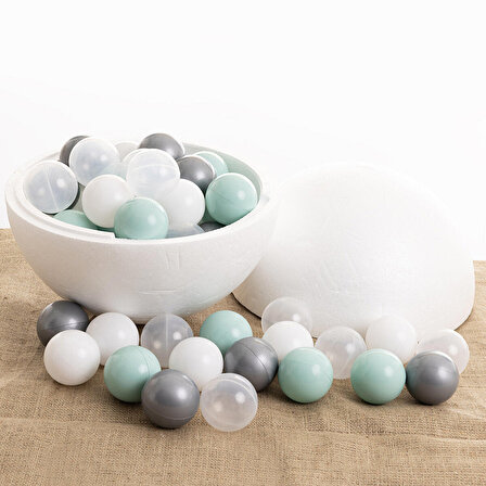 baby toys Mint-Gümüş-Beyaz-Şeffaf Havuz Topları 50'li 7 cm