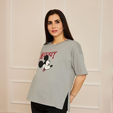 baby mom Mickey&Minnie Mouse Hamile Kısa Kol Tshirt Anne Giyim