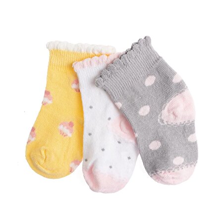 Step 3D Desenli 3lü Soket Çorap Kız Bebek