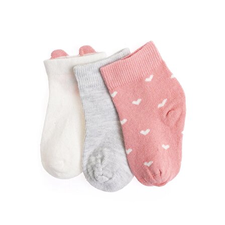 HelloBaby desenli 3'lü Soket Çorap Kız Bebek