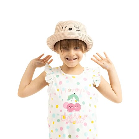 HelloBaby Kulaklı Hasır Şapka Kız Bebek