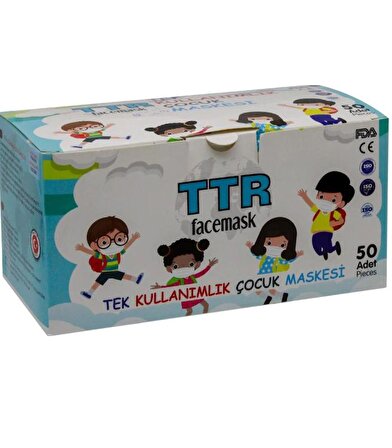 Ttr Facemask Tek Kullanımlık Çocuk Maske Beyaz 50 Li