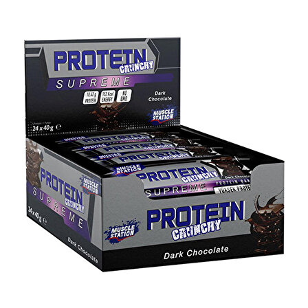 Muscle Station Supreme Crunchy Protein Bar 40 Gr 24 Adet - BİTTER ÇİKOLATA