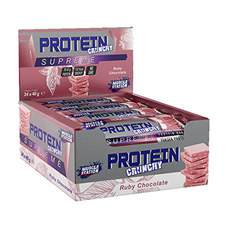 Muscle Station Supreme Crunchy Protein Bar 40 Gr 24 Adet - BİTTER ÇİKOLATA