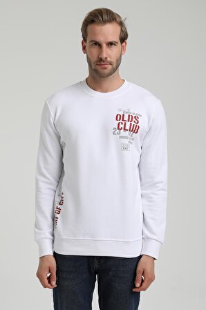 New World Polo Bisiklet Yaka Beyaz Slim Fit Sweatshirt 22FWM60122