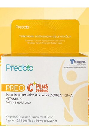 Preobio C Plus Probiyotik ve Vitamin C - Takviye Edici Gıda 20 Şase x 2 gr