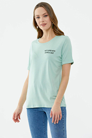 Baskılı Basic Tshirt  - Yeşil