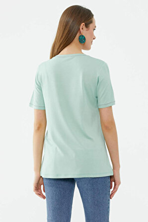 Sıfır Yaka Tshirt  - Yeşil