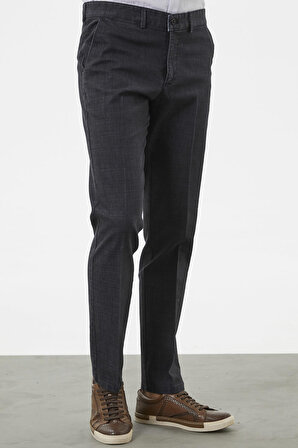 Kot Görünümlü Tencel Klasik Pantolon - Siyah