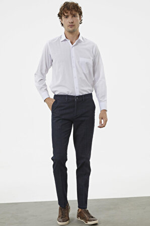 Kot Görünümlü Tencel Klasik Pantolon - Lacivert