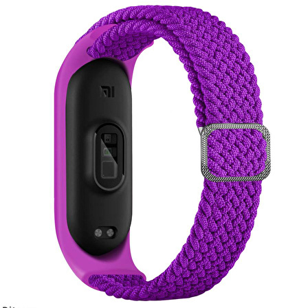 Xiaomi Mi Band 7 ile Uyumlu Mixed Kayış Hasır Örmeli Kordon Kayış Mor