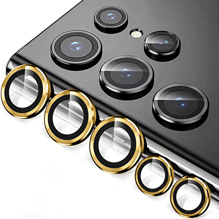Galaxy S23 Ultra ile uyumlu Kamera Lens Koruyucu Ineffable Kamera Lens Koruma Gold