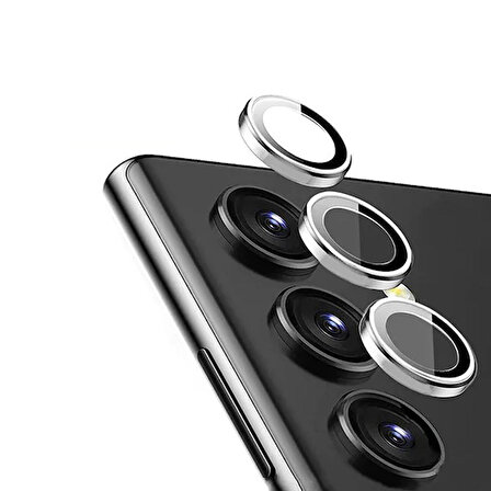 Galaxy S23 ile uyumlu Kamera Lens Koruyucu Ineffable Kamera Lens Koruma Gümüş