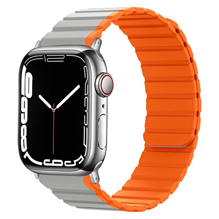 Apple Watch 3 ile uyumlu 42-44mm Hafif Spor Kayış, Manyetik Toka Infatuation Spor Kayış Turuncu-Gri