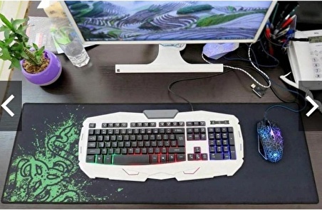 Coverzone Oyuncu Mousepad & Klavye Pad Extra Large 80x30 cm Black Rgb Işıklı 80X30cm Kaymaz Tabanlı Büyük Mouse Pad WT5