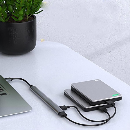 Coverzone Type-C USB 3.0 7 Portlu Hub Otg Çoğaltıcı Pc Telefon Bilgisayar Uyumlu Veri Aktarımı Mouse Klavye Bağlantısı ADS303C