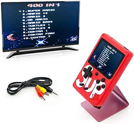 Coverzone 400 In 1 Taşınabilir Oyun Konsolu Çok Renkli 3 inç LCD El Oyun Oyuncu İle 1000mAh Pil TV Çıkışı (Sarı)