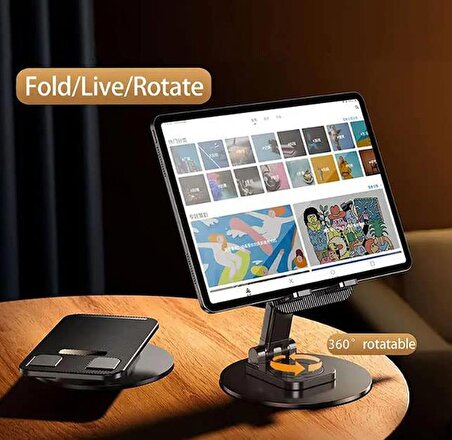 Coverzone Ayarlanabilir Tablet Ve Cep Telefonu Standı Kendi etrafonda 360 Derece Dönebilen Alüminyum Masaüstü Çok Amaçlı Telefon Dock Tutucu