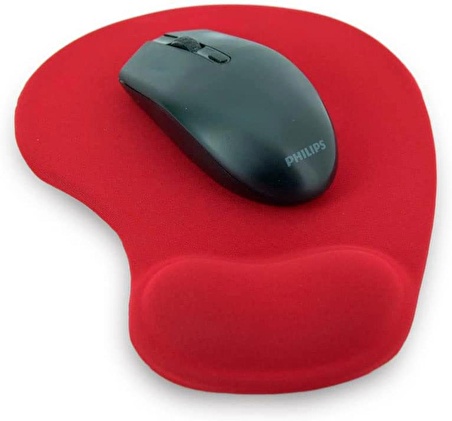 Coverzone Bilek Destekli Mouse Pad Kumaş Yüzey Kaymaz Alt Taban Kullanıcı Dostu Şık ve Rahat Tasarım Fare Altlığı (Kırmızı)