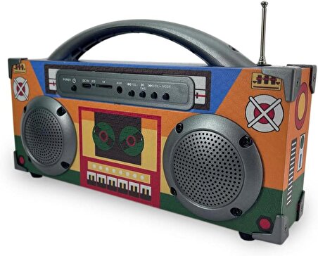 Coverzone Nostalji Radyo Retro Moddel Taşınabilir Şarjlı ve Bluetooth Stereo Ses Modu Renkli ve Şık Tasarımı İle İster Tatilde Kampda Evde İşyerinde İster Dekoratif Çocuk ve Genç Odası için Hediyelik