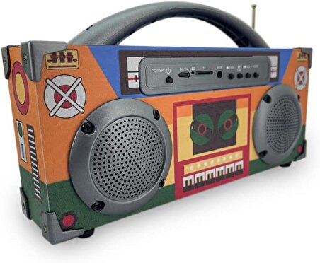 Coverzone Nostalji Radyo Retro Moddel Taşınabilir Şarjlı ve Bluetooth Stereo Ses Modu Renkli ve Şık Tasarımı İle İster Tatilde Kampda Evde İşyerinde İster Dekoratif Çocuk ve Genç Odası için Hediyelik
