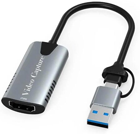 Coverzone Type-c To Usb 2in1 Video Capture Yakalama Kartı Uçlu HDMI to Type-C PC Bilgisayar Video Adaptör Çevirici