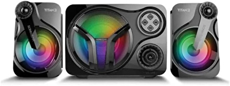 Titan 3 Taşınabilir Speaker Bluetooth Yeni Nesil Hoparlör Bağlantı RGB Led Işıklı Titan 3 Radyo Özellikli Bluetooth Subwoofer 2.1 Ses Sistemi Masaüstü Veya Akıllı Cihazlara Bağlan