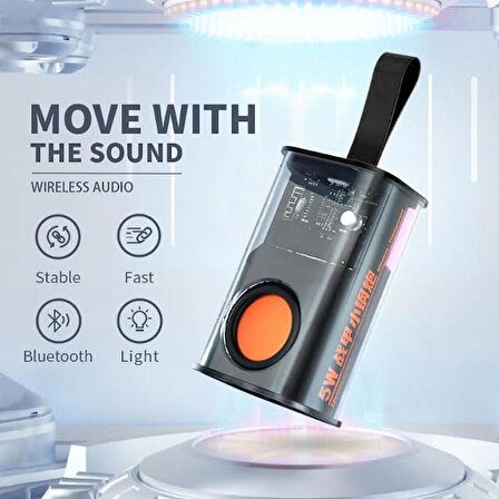 Coverzone Mini Bluetooth Speaker Hoparlör Transparan Stereo Surround Kablosuz 5W Hoparlör Çantanızda Yanınızda Kolayca Taşıyın Taşıma İpli 500mAh Pil 6cm x 10cm x 5cm F36 (Turuncu)