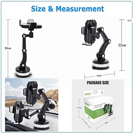 Coverzone Araç İçin Telefon Tutucu Ekstra Güçlü Uzun ve Dayanıklı Her Eklemi Daha İyi Bir Açı İçin Ayarlanabilir Temizlenebilir Vantuz Pedi Torpido Cam Yada Sunroof'a Uygulanabilir FCZ031