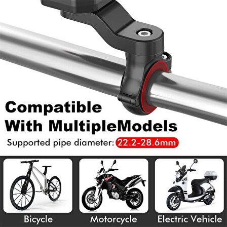 Coverzone Bisiklet Motosiklet ve Scooter için Gidon Uyumlu Telefon Tutucu 4-6.8 Modellere Uyumlu Kolay Kurulum ve Kullanım 146A-HL