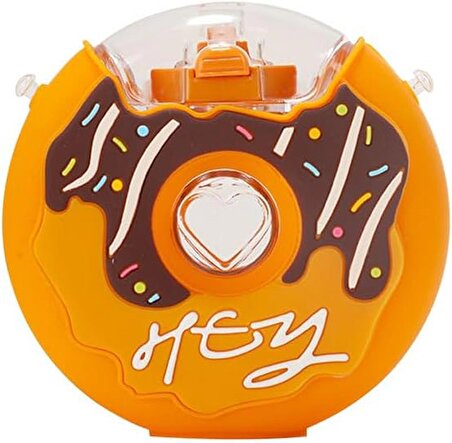 Coverzone Su Matarası Boyun Askılı Suluk Renkli Donut ve Gökkuşağı Desenli Çocuklara Özel Taşıması Kolay Okulda Piknikde Kullanıma Uygun DNT Hey(Donut - Sarı)