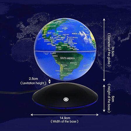 Coverzone Manyetik Levitation Havada Duran Yüzen Küre Döner Dünya Haritası Anti Gravity için Ev ve Ofis İçin İdeal Hediye Okul ve Sınıflar Çalışmasına Uygun Dekorasyon DF-1136