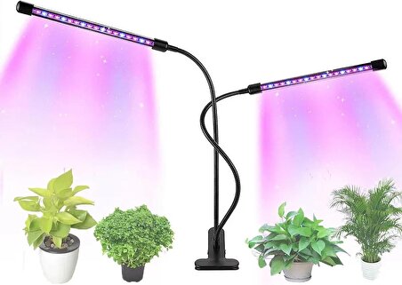 Coverzone Bitki ve Çiçek Büyütme Işığı Led Aydınlatma Tam Spektrumlu Büyüme Lambası Bitkilerin İhtiyacı Olan Isı ve Işık 2 Kollu Işık Modu SY-LED2
