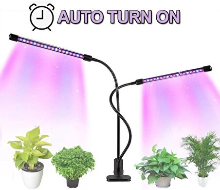 Coverzone Bitki ve Çiçek Büyütme Işığı Led Aydınlatma Tam Spektrumlu Büyüme Lambası Bitkilerin İhtiyacı Olan Isı ve Işık 2 Kollu Işık Modu SY-LED2