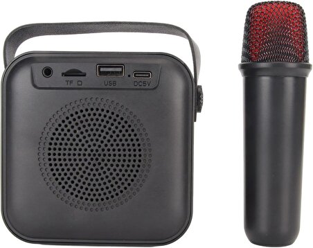 Coverzone Kablosuz Mikrofonlu Karaoke Makinesi Taşınabilir Bluetooth Hoparlör Seti Retro Karaoke Hoparlör Yetişkinler Çocuklar İçin Hafıza Kartı ve USB OTG Desteği 10 x 10 x 6 cmY2 (Siyah)