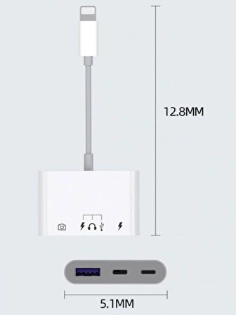 Coverzone iPhone 11 12 13 14 Uyumlu Lightning Uyumlu Type-C USB ve Lightning Çıkış Alabileceğiniz Adaptör USB ve USB C Aksesuarlar ile Hızlı Bağlayın S221