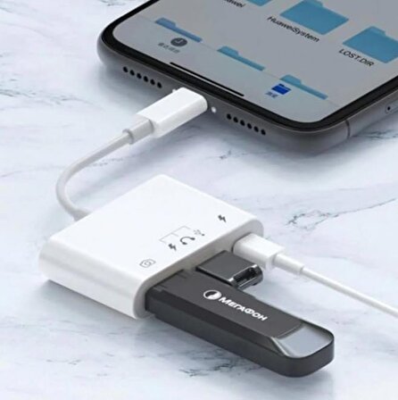 Coverzone iPhone 11 12 13 14 Uyumlu Lightning Uyumlu Type-C USB ve Lightning Çıkış Alabileceğiniz Adaptör USB ve USB C Aksesuarlar ile Hızlı Bağlayın S221