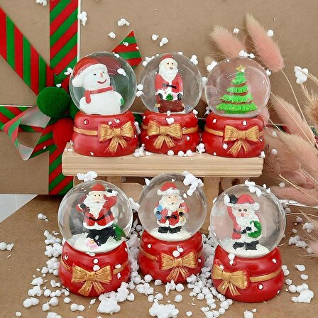 Coverzone Noel Baba ve Noel Ağacı 6'lı Set Masaüstü Cam Küre Aydınlatma Dekoratif Hediyelik Yılbaşı veya Doğum Günlerine Yılbaşı Ağacı Özel Tasarım 6cm x 4cm No:7 [Enerji Sınıfı A]