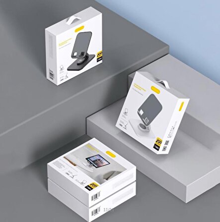 Coverzone 360 Derece Ayarlanabilir Ultra İnce Gerçek Tok Alüminyum Gövde Telefon ve Tablet Tutucu Masaüstü Telefon Stand F10max (Beyaz)