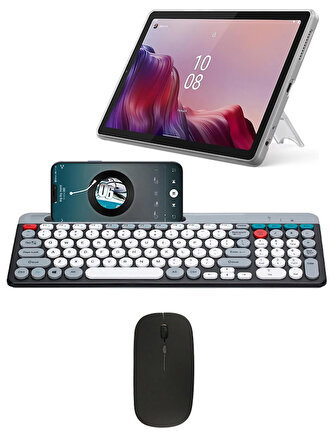 Galaxy Tab A9 Plus ile Uyumlu Bluetooth Klavye Mouse Set Çoklu Bağlantı İngilizce Q Klavye