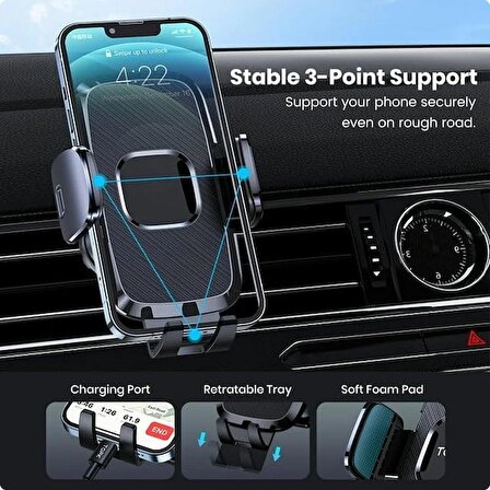 Coverzone Araç İçi Telefon Tutucu 4-7 inç Tüm Modellere Uyumlu 360 Derece Döner Kullanımı ve Kurulumu Kolay (Mac-43)