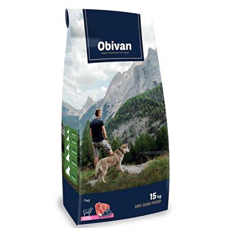 Obivan Kuzu Etli ve Yaban Mersinli Yavru Köpek Maması 15 KG