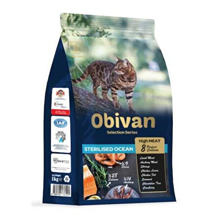 Obivan Low Grain Ocean Kısırlaştırılmış Kedi Maması 1 KG