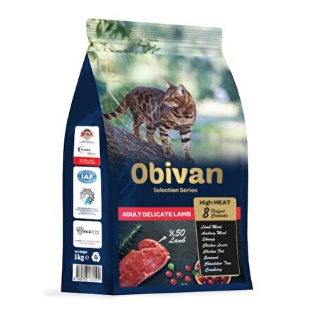 Obivan Low Grain Delicate Kuzu Etli Kedi Maması 1 KG