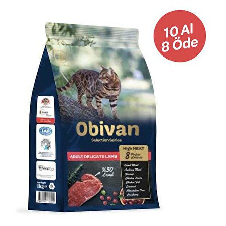 Obivan Low Grain Delicate Kuzu Etli Kedi Maması 1 kg x 10 Adet