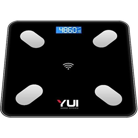Yui TZC-001 Yağ Ölçer Çok Fonksiyonlu Akıllı Bluetooth Şarjlı Tartı - Siyah