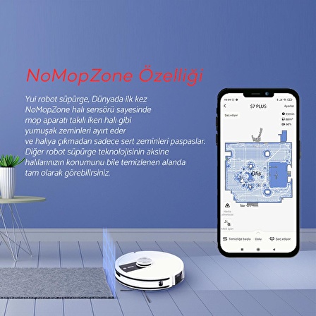 Yui S7 Plus Akıllı Çöp İstasyonlu Robot Vacuum & Mop Süpürge Beyaz(YUI TÜRKİYE GARANTİLİ)