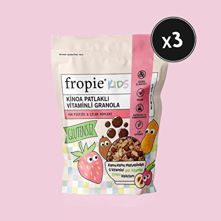 Kids Granola - Yer Fıstığı & Çilek Küpleri 240gr x 3 Adet