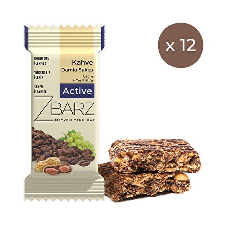 Zbarz Active Damla Sakızlı Tahıl Bar 35 g 12'li Paket