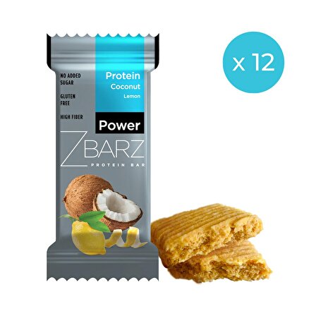 Zbarz Power Protein Bar Hindistan Cevizli - Limonlu 35 g 12'li Paket